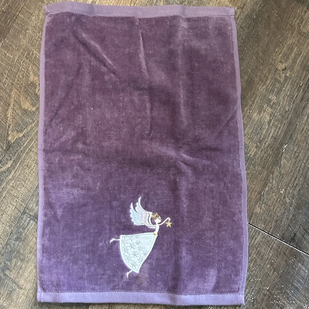 Chestnuts Lane‎ Angel Embroidered Hand Towel, Bathroom Towel Bathroom Purple